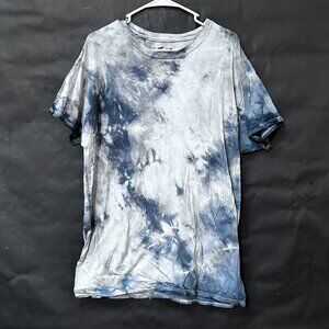 Blue Black Tie Dye Size Large Cotton Tee Shirt T-Shirt  Hanes Handmade